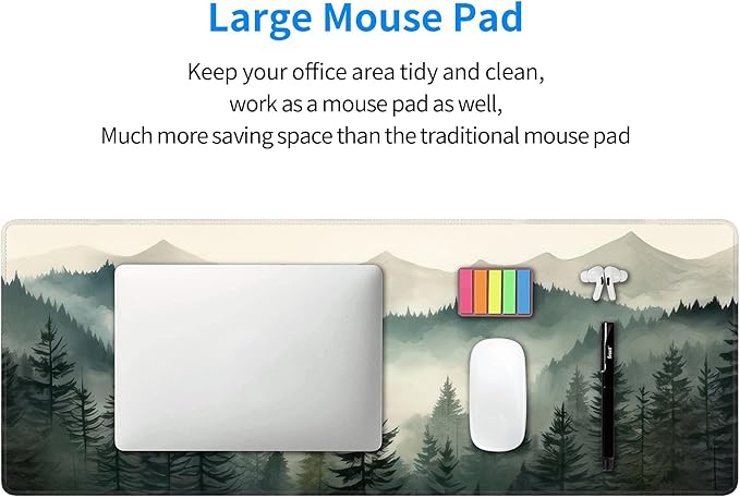 Misty Forest Large Mouse Pad, Gaming Keyboard Desk Pad, Extended Mouse Mat