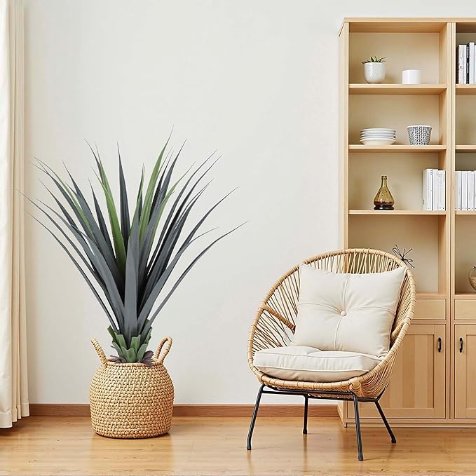 44inch Artificial Agave Plant Potted Plants Fake Agave Plant for Home Office Garden Indoor Outdoor Decoration (1PACK)