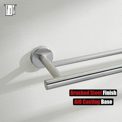 JQK Double Bath Towel Bar, 33 Inch 304 Stainless Steel Thicken 0.8mm Towel Rack for Bathroom, Towel Holder Brushed Finished Wall Mount, Useable Length 30 Inch, TB100L30-BN