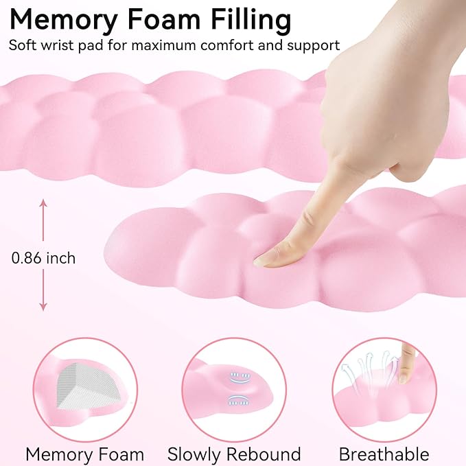 Cloud Wrist Rest for Computer Keyboard, 4-in-1 Memory Foam Leather Cloud