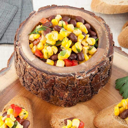 Restaurantware-10 Ounce Wood Serving Bowl, 1 Small Rustic Wood Bowl - Varnished With Bark Edges, Round, Natural Acacia Wood Soup Bowl, For Appetizers, Salads, Entrees