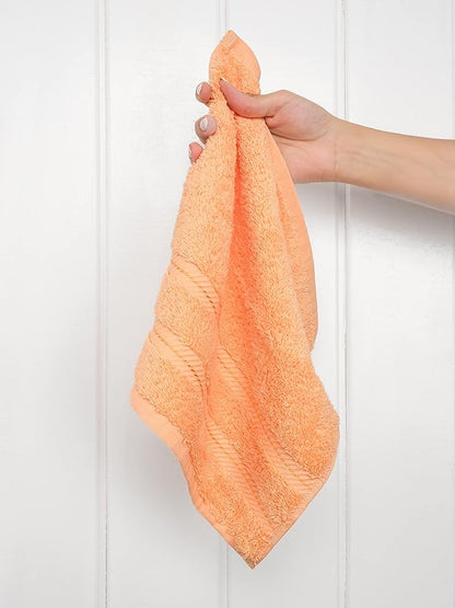 American Soft Linen Luxury Washcloths for Bathroom, 600 GSM 100% Cotton 4 Piece Turkish Wash Cloth Set, 13x13 in Soft Rags for Body and Face, Peach Washcloths