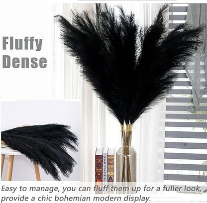 38" 10 Stems Pampas Grass Tall - Black Faux Pampas Grass Artificial Tall Pampas Grass Bouquet Flower Arrangement and Vase Filler for Boho Home Wedding Mothers Day Decoration