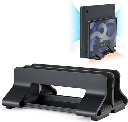 Aluminum Dual Vertical Laptop Stand Dock Holder, Supports 2 Devices, Adjustable