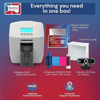 Bodno Magicard 600 Single Sided ID Card Printer & Complete Supplies Package ID