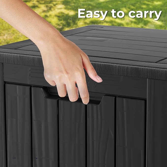 35 Gallon Outdoor Storage Box Waterproof Lockable Resin Deck Box Large, Patio Storage Bin for Pool Accessories Cushion Furniture, Garden Tools, UV-Resistant Outside Delivery Black