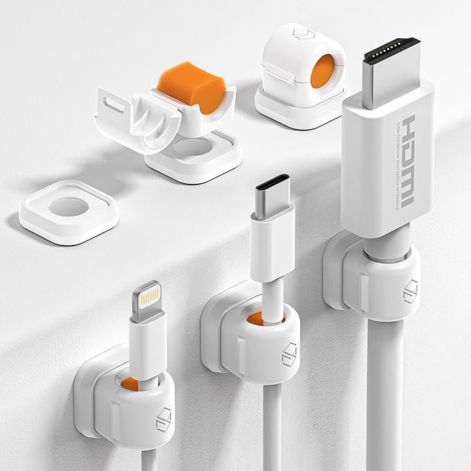 6 Pack Sinjimoru Magnetic Cable Clips, Compact Size Cord Organizer & Cable