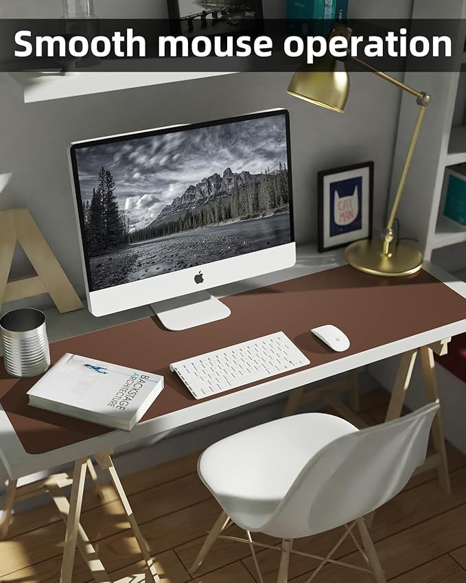 Large Leather Desk Pad Protector, Office Mat, Mouse Pad, Non-Slip Blotter