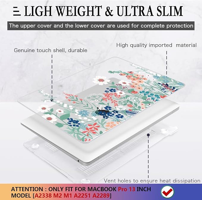 CISSOOK Compatible with MacBook Pro 13 inch Case M2 2025-2020 Model M1 M2 A2338