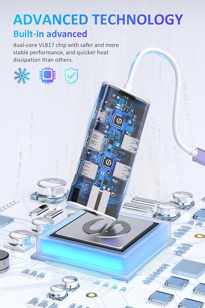 UtechSmart USB C Hub, Ethernet Multiport Adapter 6 In 1 USB C to HDMI Dock