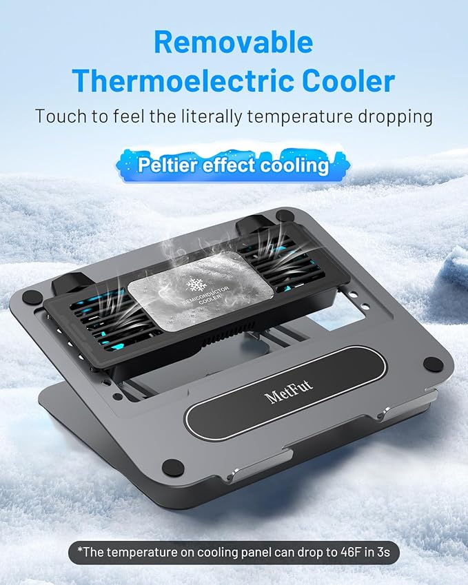 Laptop Cooling Stand with Detachable Thermoelectric Cooler, Adjustable Height &