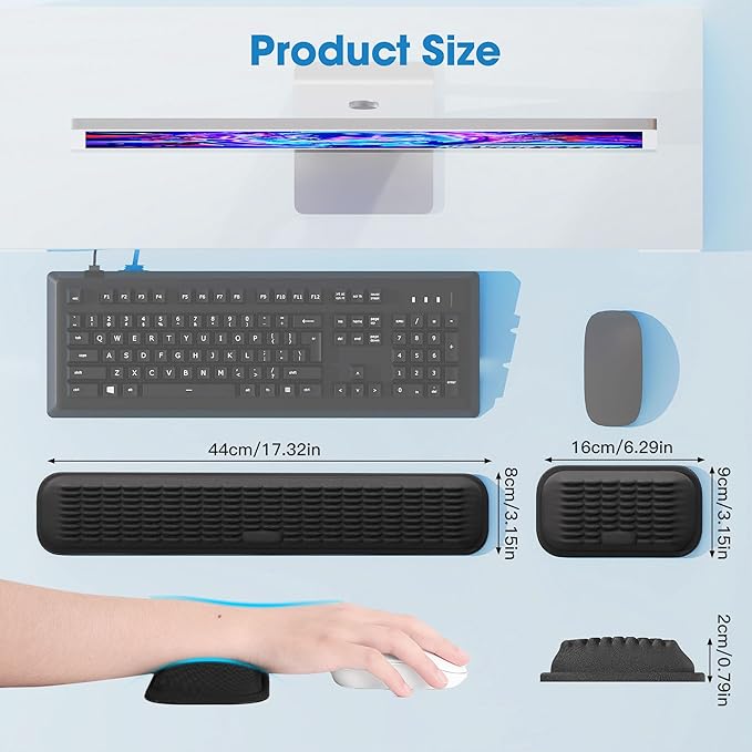 MEKASS Ergonomic Wrist Rest for Keyboard and Mouse, Soft Memory Foam Keyboard
