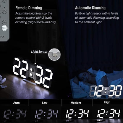 KOSUMOSU 3D LED Digital Wall Clock, Large Display Table/ Desk Clock