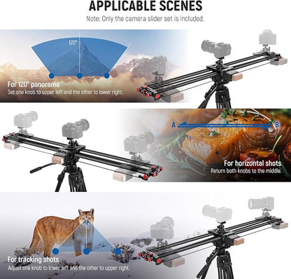 NEEWER 47.2"/120cm Motorized Camera Slider, App Wireless Control DSLR Carbon