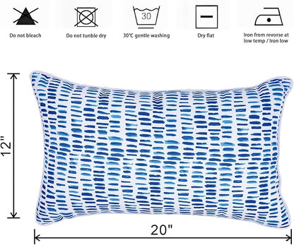 Outdoor Lumbar Pillows - Decorative Pillows with Insert Included Set of 2 Outdoor Pillows for Patio Furniture 12x20 Inch