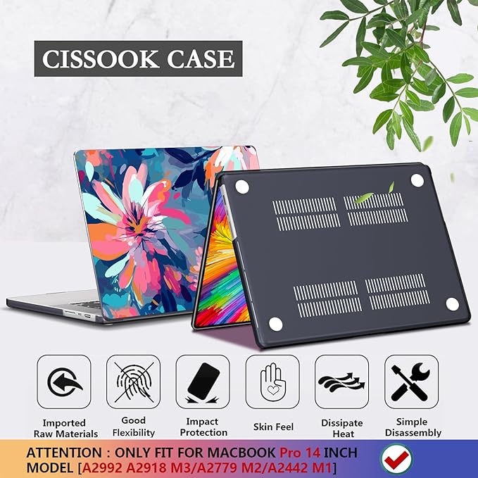 CISSOOK Compatible with MacBook Pro 14 inch Case 2024, 2023 2022 2021 Release