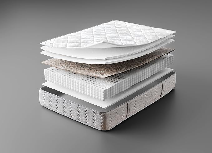 Ottomanson Twin XL 12” Hybrid Mattress - Rock Salt Infused Quilted Cover - Made in USA - Medium-Firm Support - Individually Pocketed Coils & CertiPUR-US Foam - Fiberglass-Free - Bed in a Box