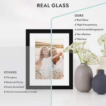 8.5 by 11 Diploma Picture Frame, Made of Real Glass and Wooden Certificate Frame, Horizontal and Vertical Display for Wall or Tabletop (Black, 1Pack)