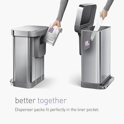 simplehuman Code H 200 Count, Dispenser Pack Custom Fit Liners, Drawstring