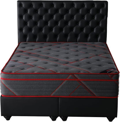Ottomanson Twin 13" Luxury Black Eurotop Mattress - Medium-Firm Hybrid Comfort - Made in USA - Premium Quilted Cover - Fiberglass-Free - Bed in a Box