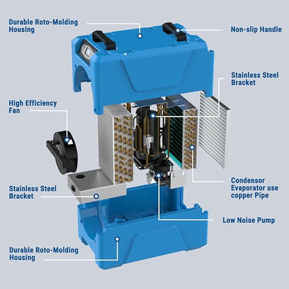 MOUNTO Commercial Dehumidifier, 150 Pint High-Capacity, Includes Pump Drain Hose