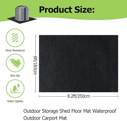 Outdoor Storage Shed Floor Mat, 6 * 8.2FT Waterproof Washable Garden Flooring Pad with Non Slip Backing, Soft Furniture Patio Covering Carport dust Oil Mat-Tool Shed, Storage Shed Not Included