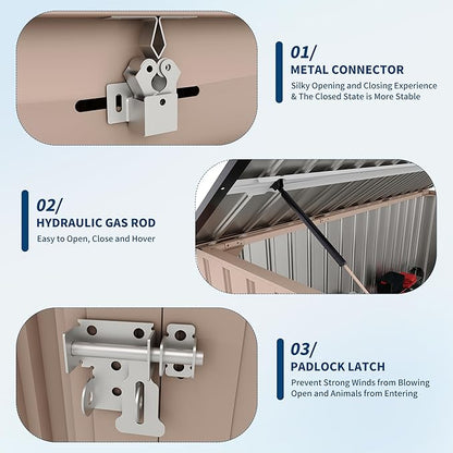 Outdoor Trash Can Storage 2 Binsgarbage Bin Storage Shed, 3x6 FT Garbage Bin Storage Shed with Chain Lid, Metal Outdoor Storage for Garden, Backyard, Lawn and Patio