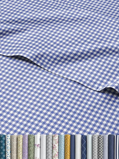 Blue Gingham Sheets - 1 Flat & 1 Fitted Sheet & 1 Pillowcase w/ Deep Pockets - Grid, Plaid, Checkered Pattern Bed Set - Comfy, Wrinkle & Fade Resistant - Ultra-Soft, Breathable & Cooling - Twin Size