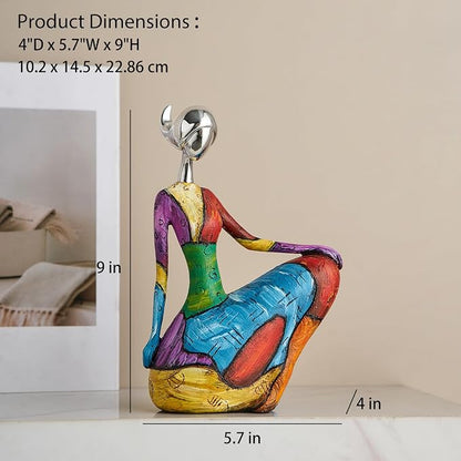 Octdays Art Female Sculpture Figurines, Abstract Woman Statue for Home Decor, Modern Colorful Sculpture Decorations for Living Room Shelf Office Cabinet Accents (Colorful-A)
