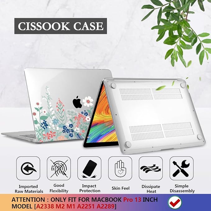 CISSOOK Compatible with MacBook Pro 13 inch Case M2 2025-2020 Model M1 M2 A2338
