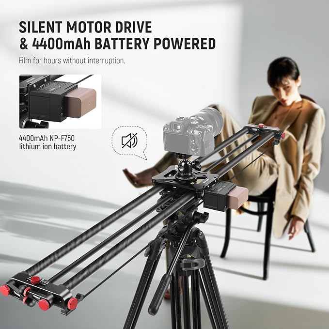NEEWER 47.2"/120cm Motorized Camera Slider, App Wireless Control DSLR Carbon