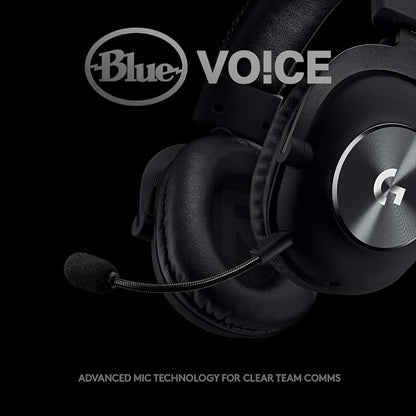 Logitech G Pro X Wired Gaming Headset: Blue VO!CE Detachable Boom Mic, DTS 7.1