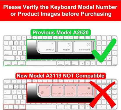 Allinside White Keyboard Cover for Mac Magic Keyboard