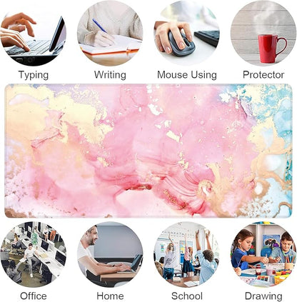 Cute Pink Marble Large Mouse Pad, Gaming Keyboard Desk Pad, Extended Mouse Mat