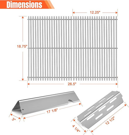 LPTNFRTN Stainless Steel Grill Flavorizer Bar Heat Plates with 2 Pack Grates BBQ Gas Grill Replacement Parts for Weber Genesis II 300 Series Genesis II E-310 E-315 E-330 E-335 S-310 S-335 Gas Grill