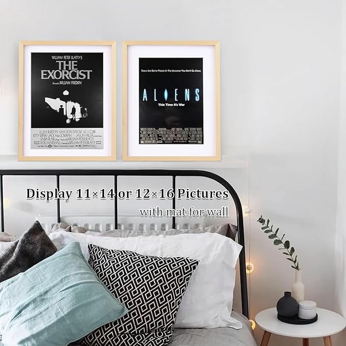 Egofine 16x20 Solid Wood Picture Frame, Made of Solid Wood Covered by Plexiglass 11x14/12x16 with Mat 16x20 without Mat, Poster Frame for Wall Mounting Photo Vertically or Horizontally, Natural Wood
