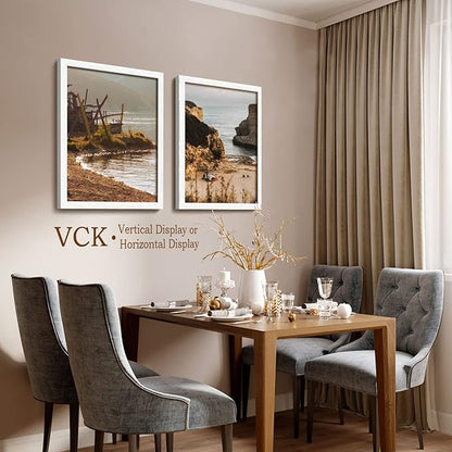 VCK 18x24 Poster Frame Set of 1 - White, Textured Exclusive Solid Wood Picture Frames with Polished Plexiglass