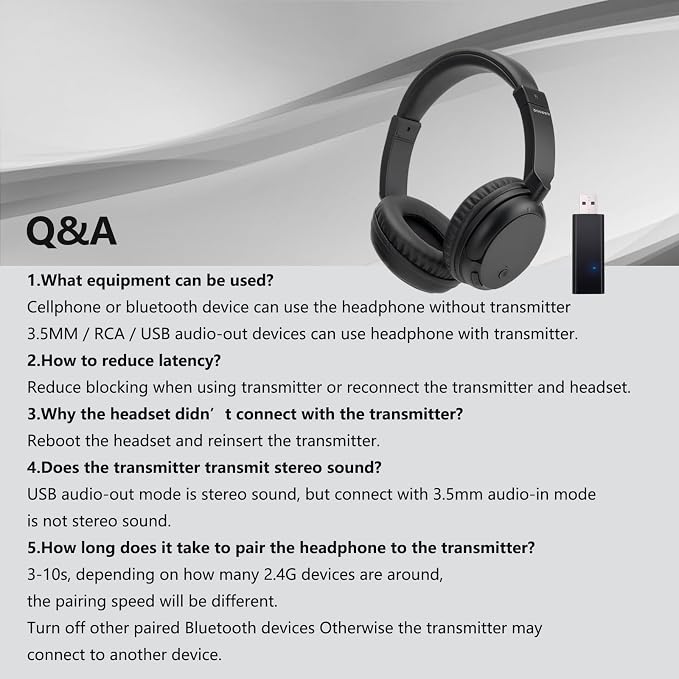 Wireless Bluetooth Headphone Over Ear, 3.5mm Audio Device, Wired and Wireless