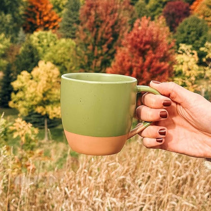Mora Ceramic Artisan Matte Large Latte Mug Set of 4, 16oz - Microwavable, Porcelain Coffee Cups With Big Handle - Modern, Boho, Unique Style For Any Kitchen. Microwave Safe Stoneware - Safari Colors