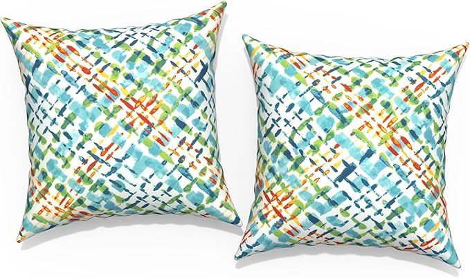 Outdoor Throw Pillow Covers 18”x18”, Decorative Pillow Covers for Patio Furniture, Modern Cushion Cases for Garden Couch Home Sofa Bed Office Chair, Pack of 2,Acapa Opal Geometric