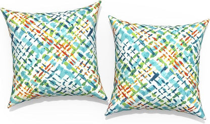 Outdoor Throw Pillow Covers 18”x18”, Decorative Pillow Covers for Patio Furniture, Modern Cushion Cases for Garden Couch Home Sofa Bed Office Chair, Pack of 2,Acapa Opal Geometric