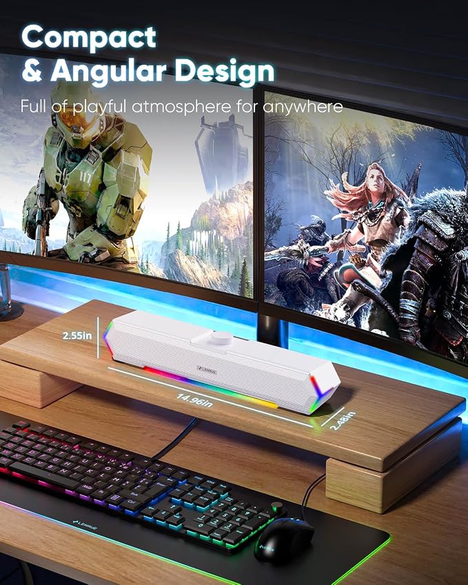 LENRUE G11 Computer Speakers for Desktop, Touch Lights PC Speakers