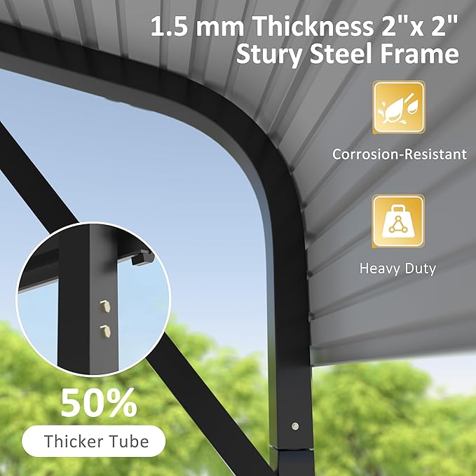 VEIKOU 20'x20' Metal Carport, Heavy Duty Car Port with Steel Panels, Carport with Innovative Assembly Structure, Carports for Car, Boat, Truck
