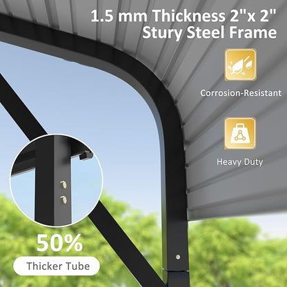 VEIKOU 20'x20' Metal Carport, Heavy Duty Car Port with Steel Panels, Carport with Innovative Assembly Structure, Carports for Car, Boat, Truck