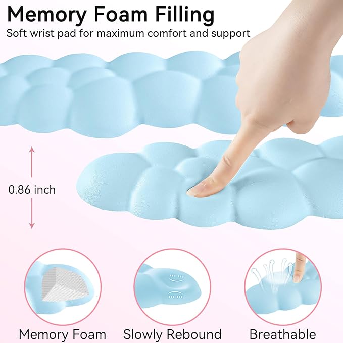 Cloud Wrist Rest for Computer Keyboard, 4-in-1 Memory Foam Leather Cloud