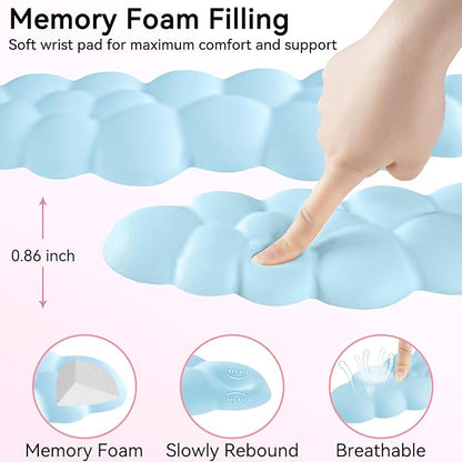 Cloud Wrist Rest for Computer Keyboard, 4-in-1 Memory Foam Leather Cloud