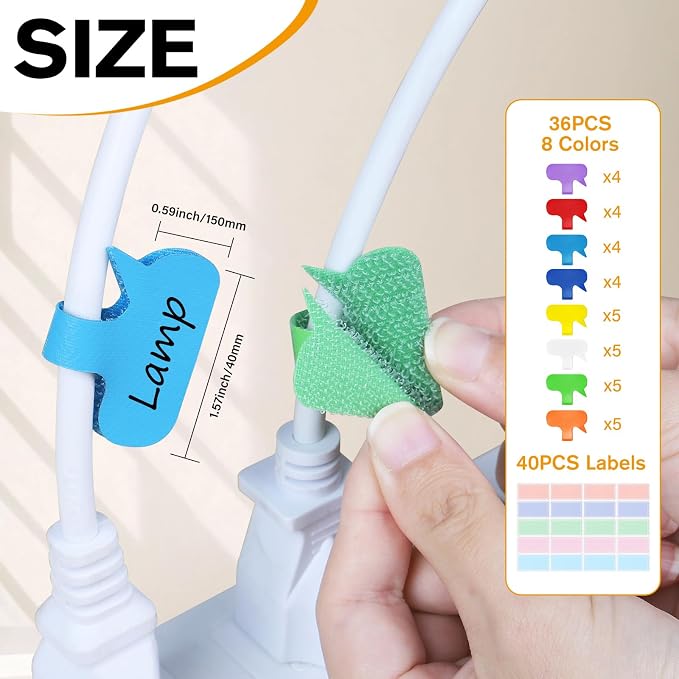 36Pcs Large Cable Cord Labels