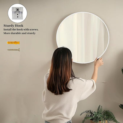 Sunniry White Round Mirror 24 inch, 2 Pack White Circle Mirror, Round Bathroom Mirrors Metal Frame for Bathroom, Bedroom, Living Room, Hallway.