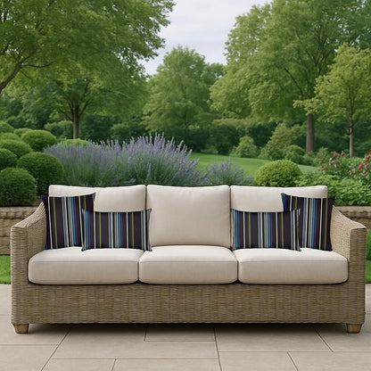 RSH DECOR: Sunbrella Square Throw Pillows Set of 2 | 24" x 24" | Water and Fade-Resistant Performance Fabric | Outdoor Pillow Covers with Down-Alternative Inserts | Stanton Lagoon