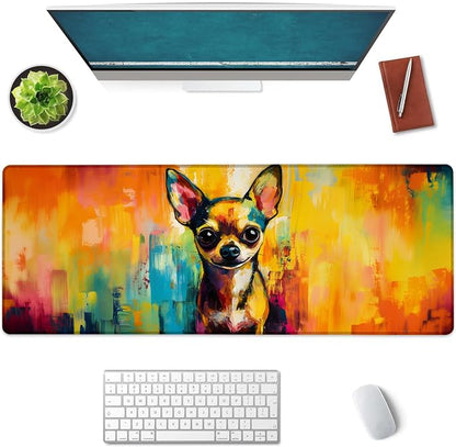 Colorful Chihuahua Large Mouse Pad, Gaming Mouse Pad, Keyboard Mat, Non-Slip